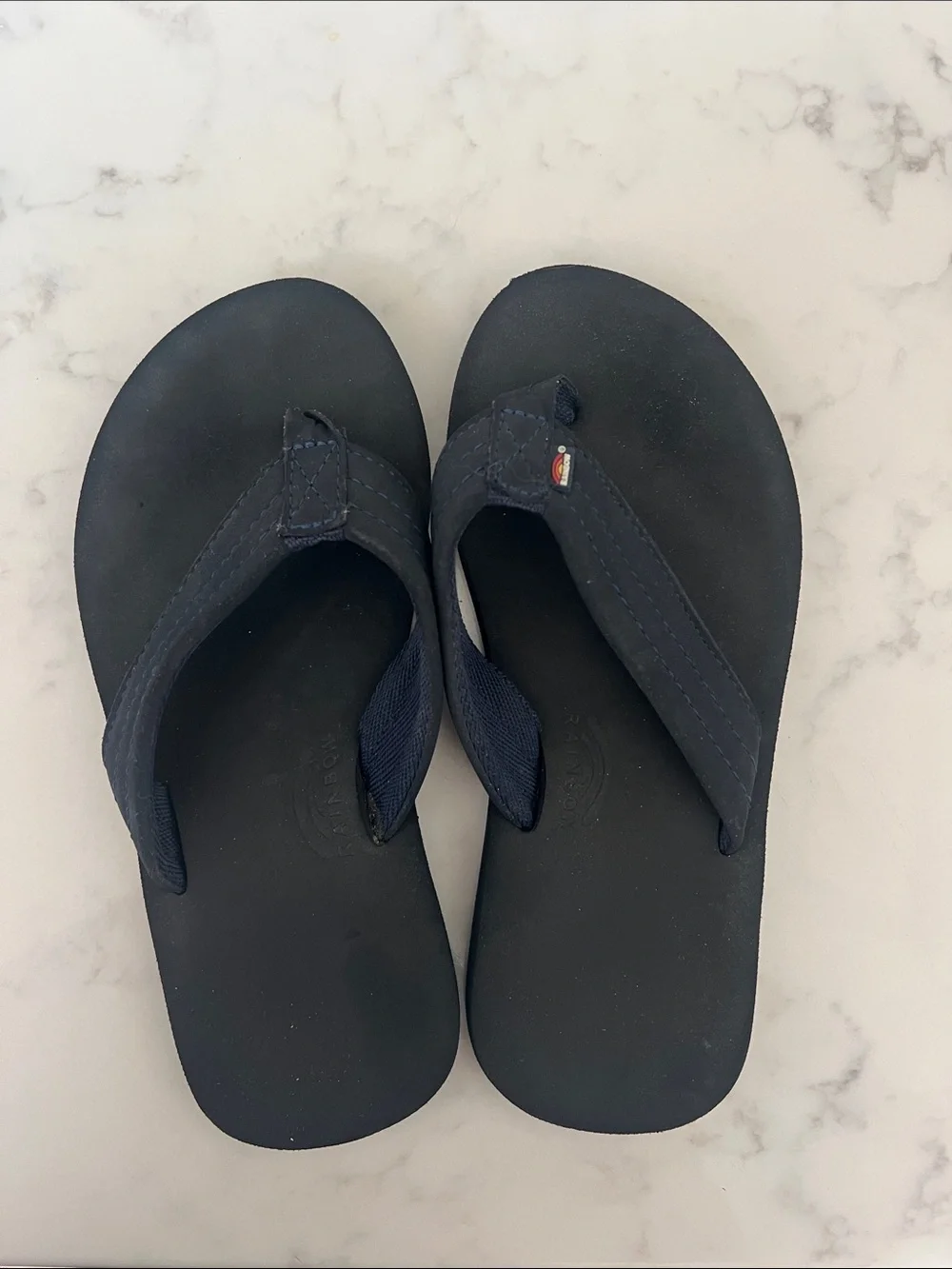 Rainbow Navy Flip Flop Sandals - Classic Thong Style kids size 2/3